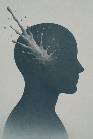 "Human head hit with the metaphorical wet concrete of ideas"